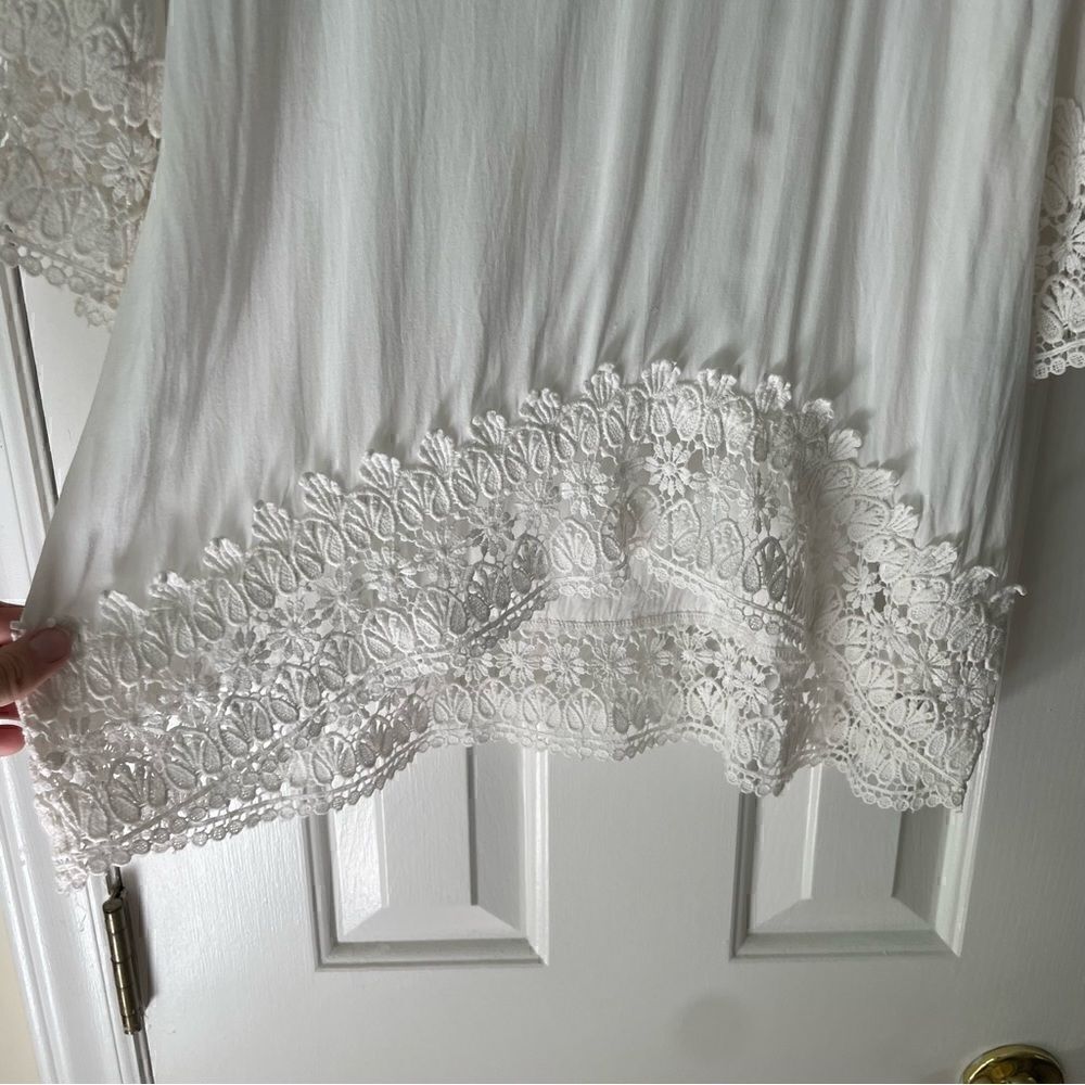 Nostalgia Boho White Crochet Detail Swim Coverup/ Tunic Size S - Picture 6 of 15